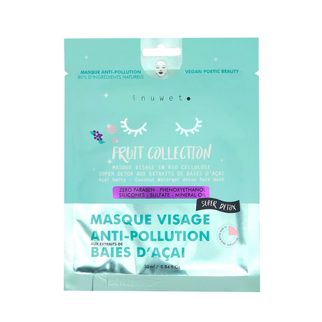 Inuwet, Fruit Collection, Vegan, Purifying & Detoxifying, Sheet Mask, Face, Day & Night, 30 ml - Feel You
