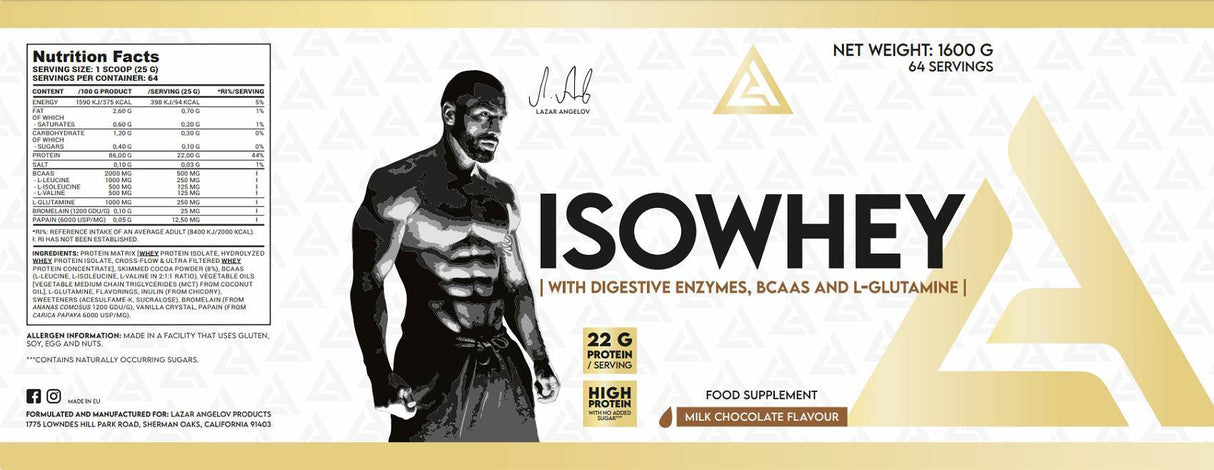 IsoWhey | Whey Protein Isolate with Digestive Enzymes, BCAA & Glutamine - 25 грама - Feel You
