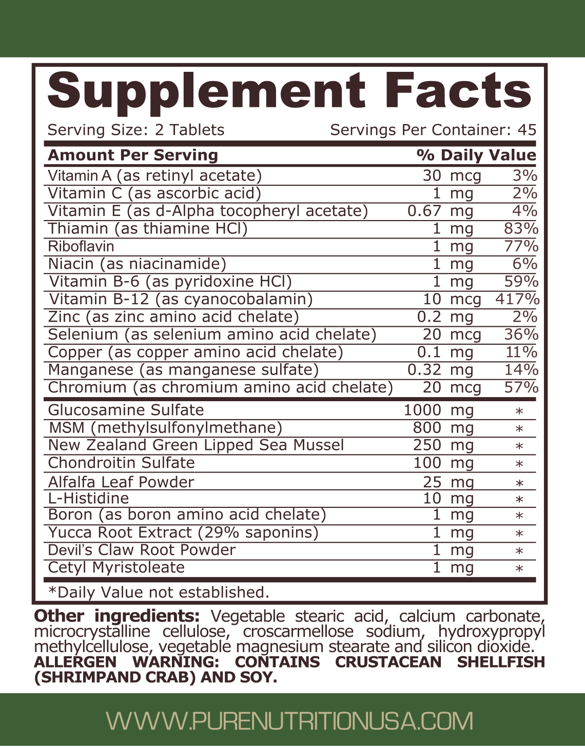 Pure Nutrition - JOINT MATRIX - 90 tablets