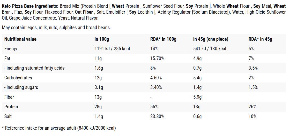 Keto Pizza Base - 180 грама - Feel You