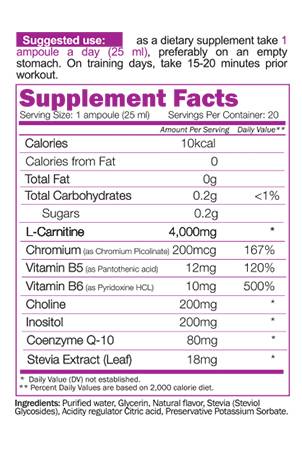 L-Carnitine Liquid 4000 Shot - 20 x 25 мл - Feel You