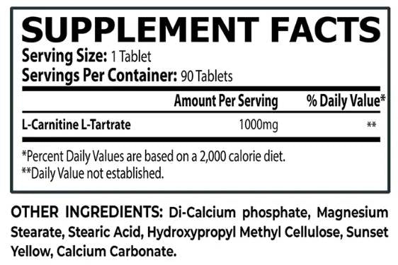L-Carnitine Tabs 1000 mg - 90 Таблетки - Feel You
