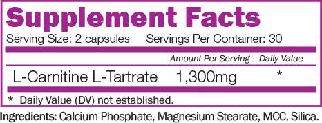 L-Carnitine Tartrate 1300 mg - 60 капсули - Feel You