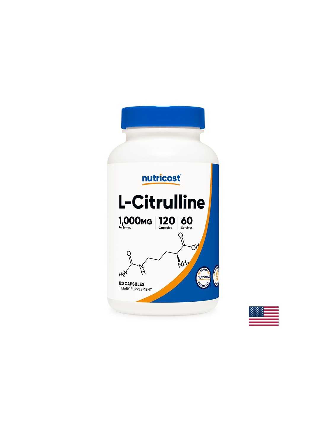 Мускулна маса - Л-Цитрулин (L-Citrulline), 1000 mg/120 капсули Nutricost - Feel You