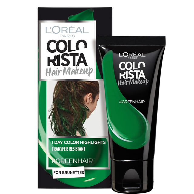 L'Oreal Paris, Colorista Hair Makeup, Semi-Permanent Hair Dye,  #GREENHAIR, 30 ml - Feel You