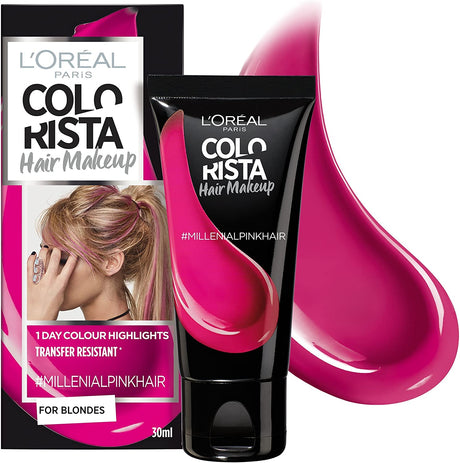 L'Oreal Paris, Colorista Hair Makeup, Semi-Permanent Hair Dye,  #MILLENIALPINK, 30 ml - Feel You
