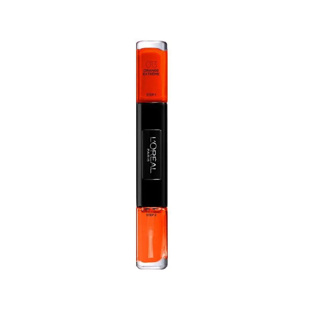 L'Oreal Paris, Infallible, Gel-Effect, Nail Polish 2-In-1, 013, Orange Extreme, 2 x, 5 ml - Feel You
