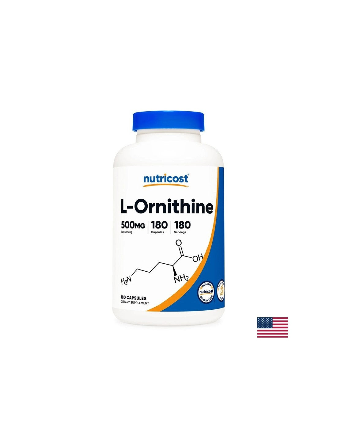 Детоксикация и черен дроб - Л-Орнитин, L-Ornithinе, 500 mg х 180 капсули Nutricost - Feel You