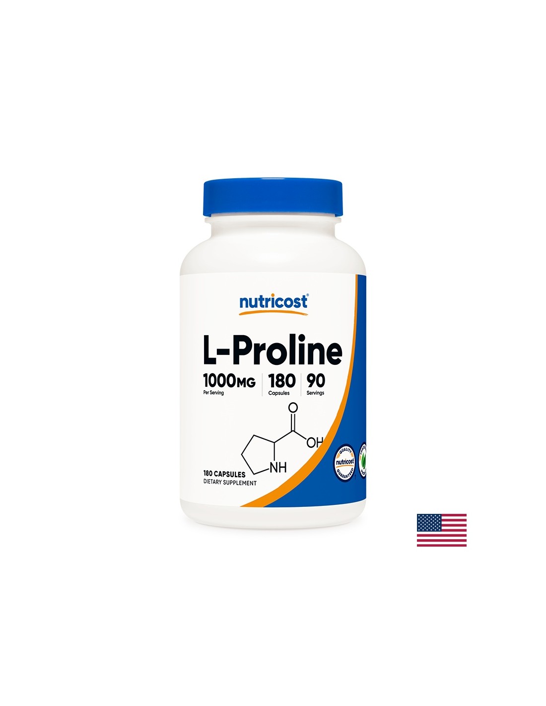 Кости и стави - Л-Пролин (L-Proline), 500 mg/180 капсули, 90 дози Nutricost - Feel You