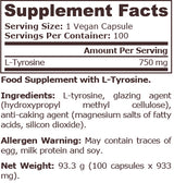 L-TYROSINE 750 mg - 100 vegan capsules
