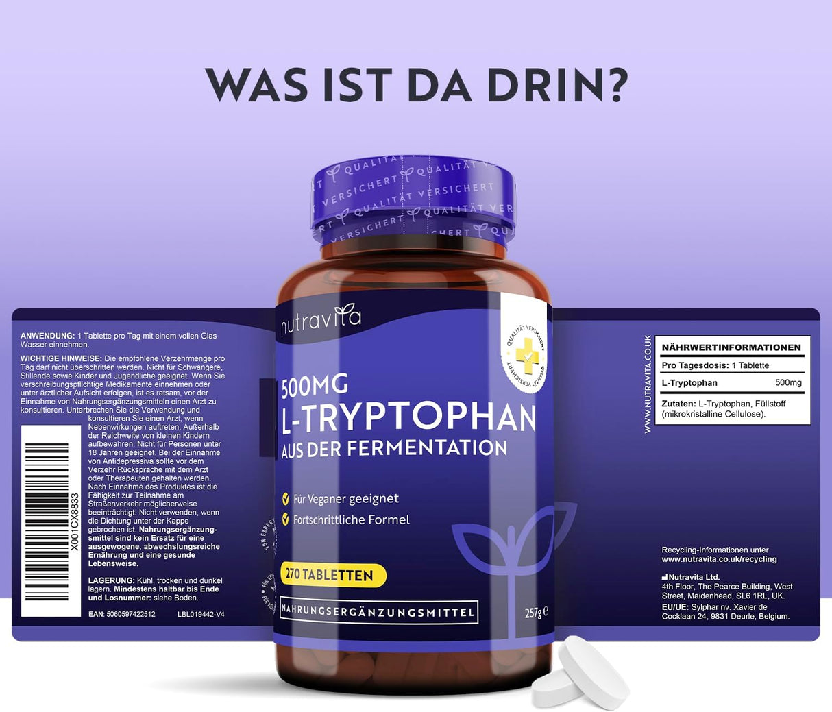 L-Tryptophan (Л-Триптофан) 500 мг 270 таблетки - Feel You