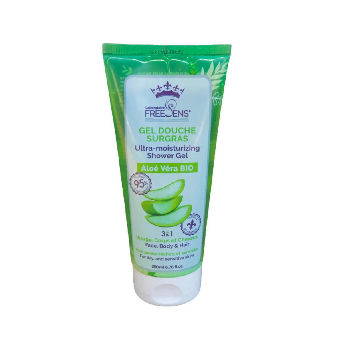 Laboratoire Freesens, Freesens, Organic, Aloe Vera, Hydrating & Cleansing, Shower Gel, Face, Body & Hair, Dry & Sensitive, 200 ml - Feel You