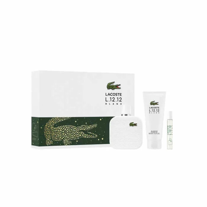 Lacoste L.12.12 Blanc Men Eau De Toilette Spray 100ml Set 3 Pieces - Feel You