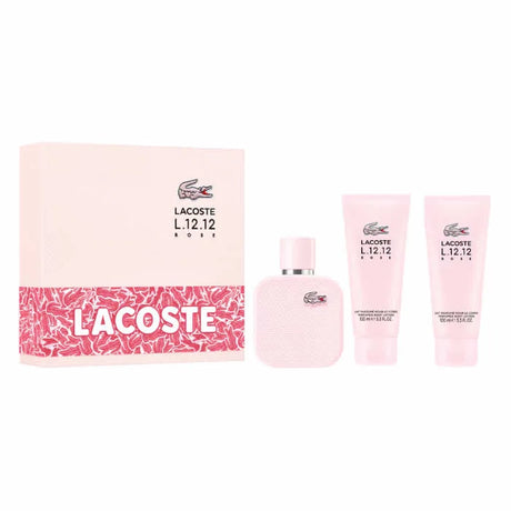 Lacoste L.12.12 Rose Eau De Parfum Spray 100ml Set 3 Pieces - Feel You