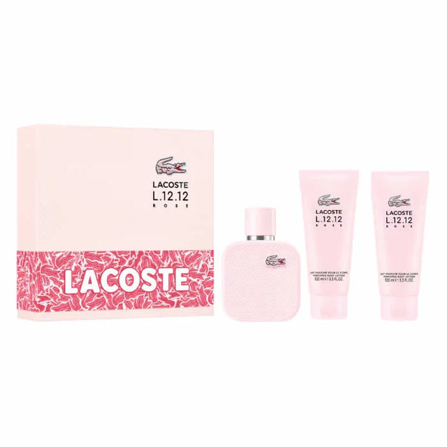 Lacoste L.12.12 Rose Eau De Parfum Spray 100ml Set 3 Pieces - Feel You