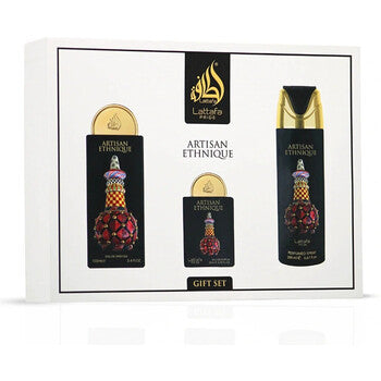 Lattafa Perfumes - Artisan Ethnique Gift Set EDP 100 ml, deospray 200 ml and EDP 20 ml - 100ml - Feel You