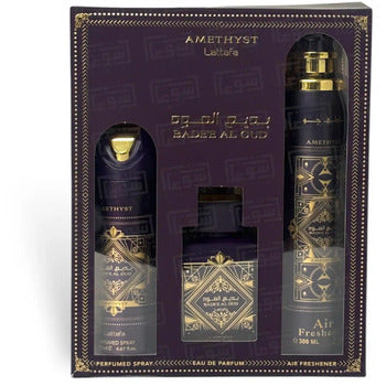 Lattafa Perfumes - Bade'e Al Oud Amethyst Dárková sada EDP 100 ml, deospray 200 ml a Air Freshener 300 ml - 100ml - Feel You