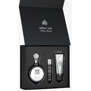 Lattafa Perfumes - Pride Fakhar Black Dárková sada EDP 100 ml, miniaturka EDP 12 ml a sprchový gel 100 ml - 100ml - Feel You