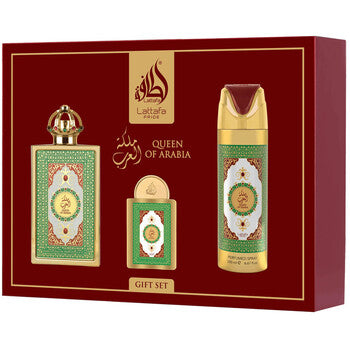Lattafa Perfumes - Queen Of Arabia Gift Set EDP 100 ml, deospray 200 ml and EDP 20 ml - 100ml - Feel You
