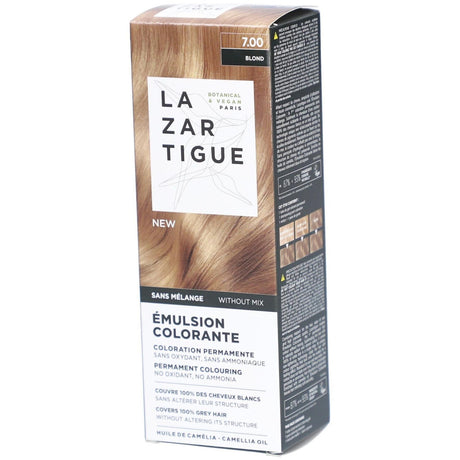 Lazartigue, Emulsion Colorante, Ammonia, Permanent Hair Dye, 7.00 Blond, 60 ml - Feel You