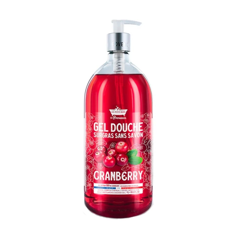 Les Petites Bains de Provence, Cranberry, Shower Gel, For Sensitive Skin, 1000 ml - Feel You
