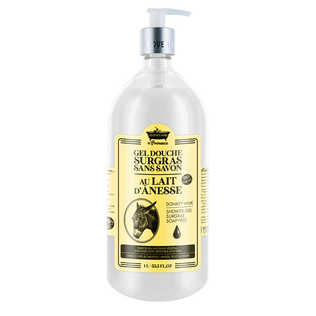 Les Petites Bains de Provence, Donkey Milk, Shower Gel, For Body, Face & Hair, For Sensitive Skin, 1000 ml - Feel You