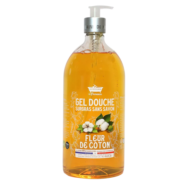 Les Petites Bains de Provence, Fleur de Coton, Shower Gel, For Sensitive Skin, 1000 ml - Feel You