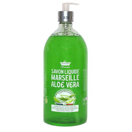 Les Petites Bains de Provence, Marseille, Aloe Vera, Liquid Soap, For Hands & Body, 1000 ml - Feel You