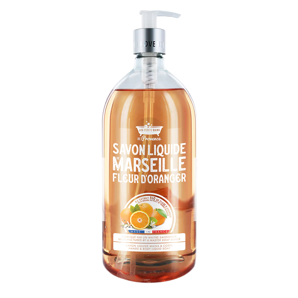 Les Petites Bains de Provence, Marseille, Orange Blassom, Liquid Soap, For Hands & Body, 1000 ml - Feel You