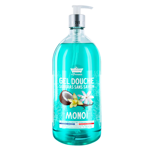 Les Petites Bains de Provence, Monoi, Shower Gel, For Body, Face & Hair, For Sensitive Skin, 1000 ml - Feel You
