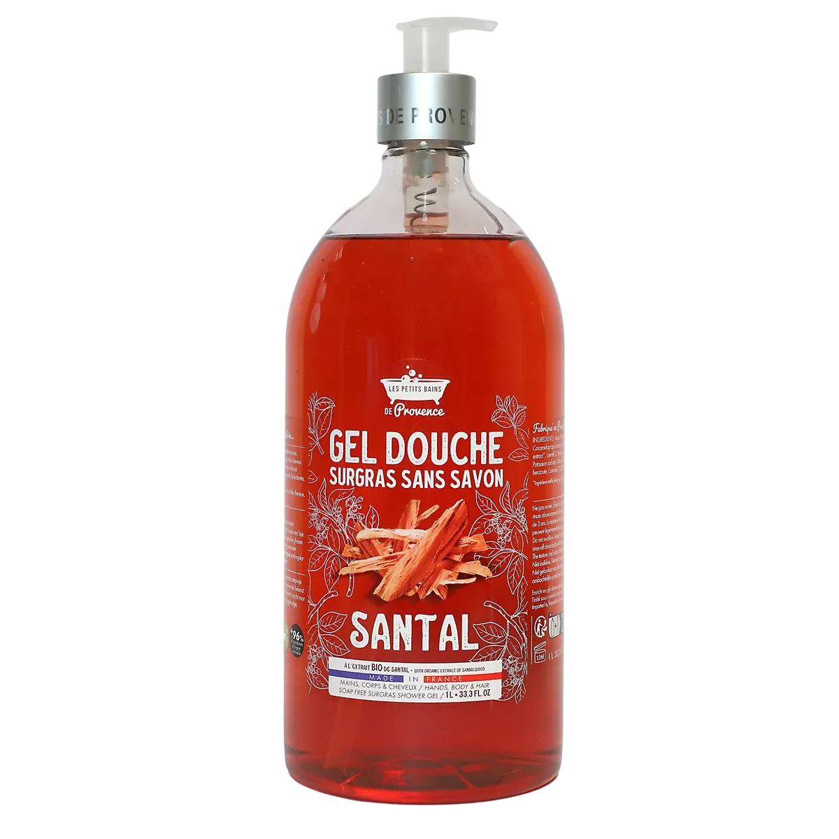 Les Petites Bains de Provence, Santal, Shower Gel, For Body, Face & Hair, For Sensitive Skin, 1000 ml - Feel You