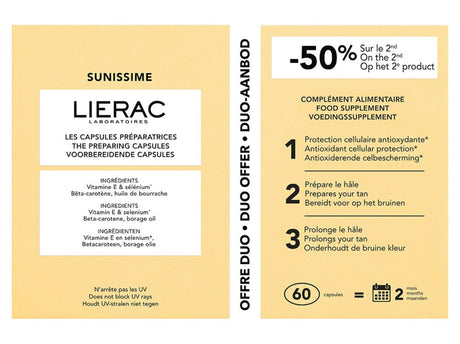 Lierac, Sunissime The Preparing, Antioxidant, Capsules, 60 pcs, 22.8 g - Feel You
