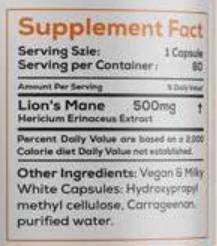 Lion's Mane 500 mg - 60 капсули - Feel You