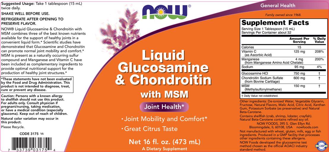 Liquid Glucosamine & Chondroitin with MSM - 473 мл - Feel You
