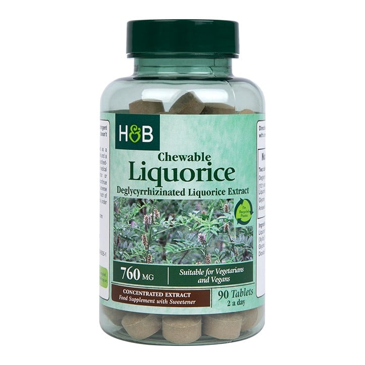 Сладък корен (Деглициризиран екстракт от женско биле) (Liquorice Root) 380мг 90 дъвчащи таблетки HOLLAND & BARRETT - Feel You