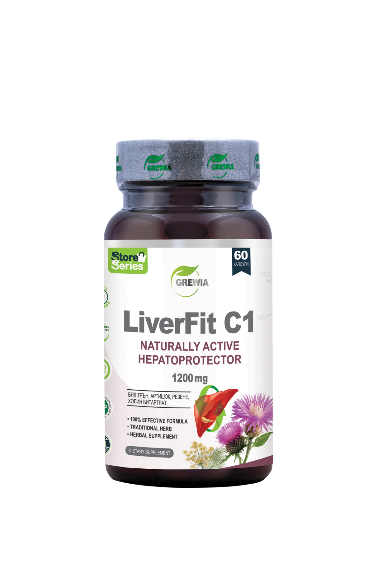 LiverFit C1 Milk Thistle, Artichoke, Dill, Choline Bitartrate – 1200 mg, 60 Caps. - Feel You