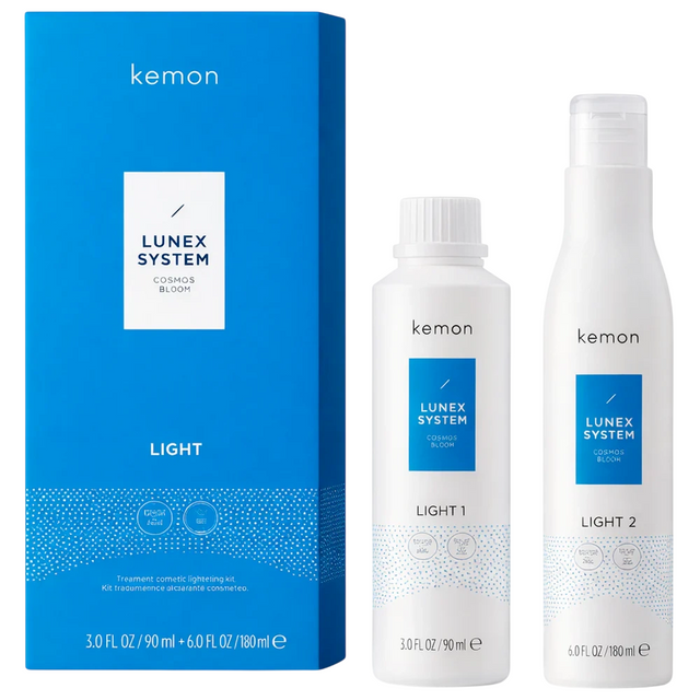 Lunex System Light Set Kemon: Cosmetic Lightening, Hair Cream Treatment, 90 ml + Cosmetic Developer, Hair Cream Treatment, 180 ml - Feel You