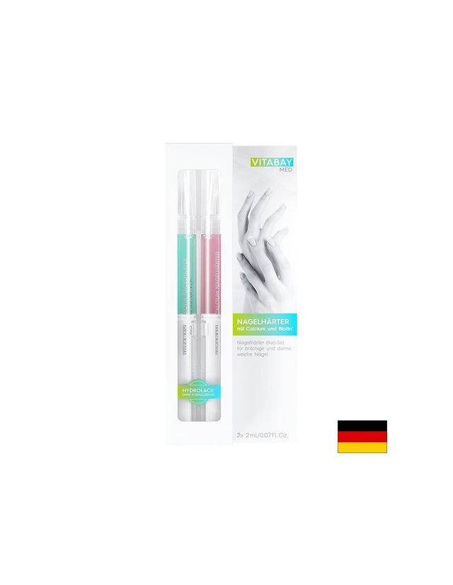 MED Nagelhärter Duo-Set - Комплект заздравител за нокти дуо с калций и биотин, 2 х 2 ml Vitabay - Feel You
