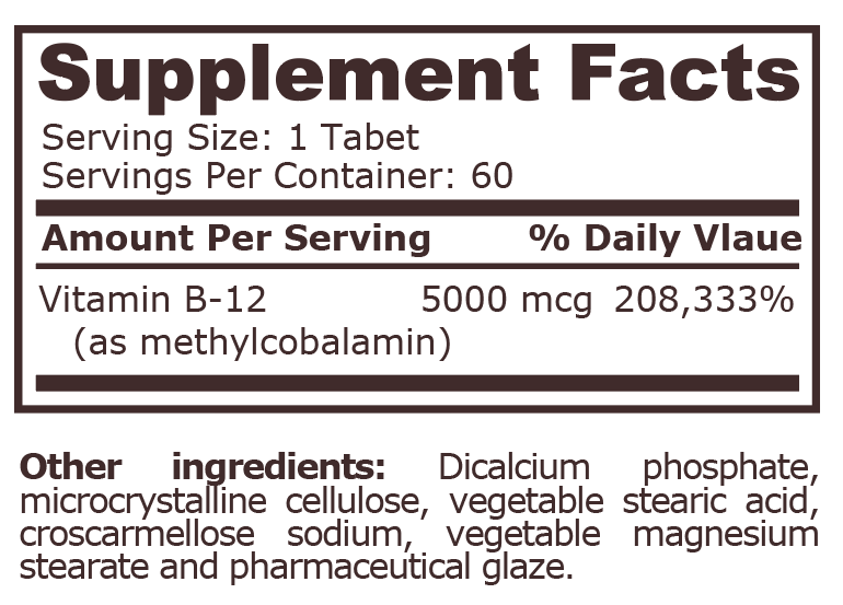 METHYL B-12 5000 mcg - 60 Tablets