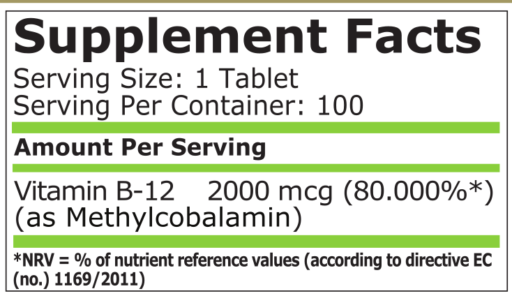 Pure Nutrition Methyl B-12 2000 мкг 100 таблетки