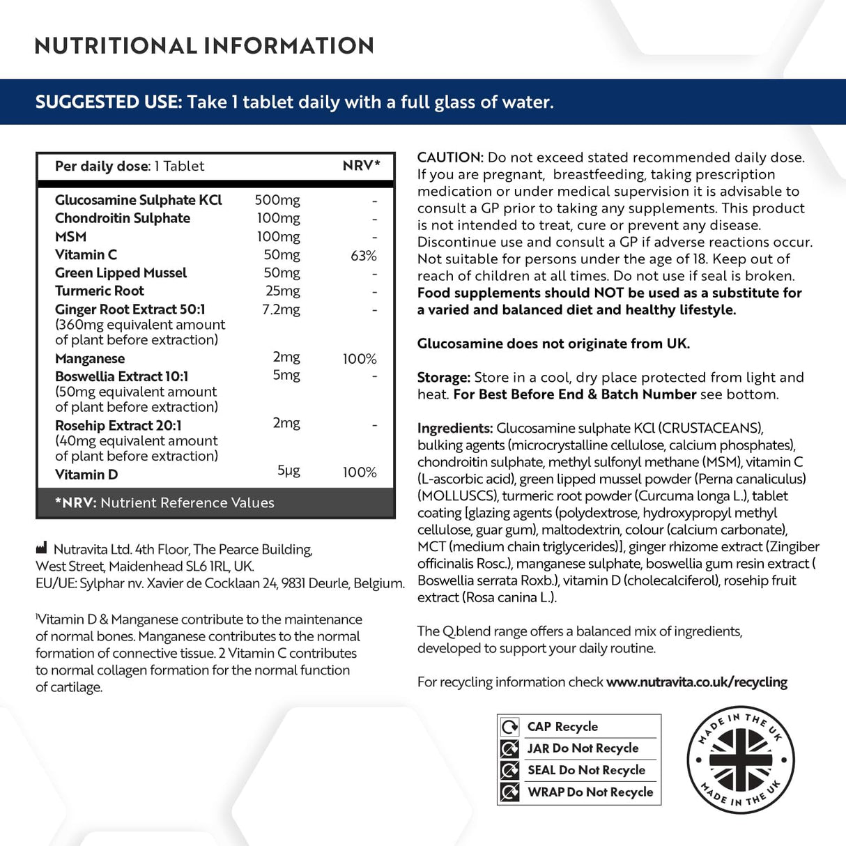 Комплекс за стави с Глюкозамин, Хондроитин, MSM и Манган – 180 таблетки (6 месеца прием) - Feel You