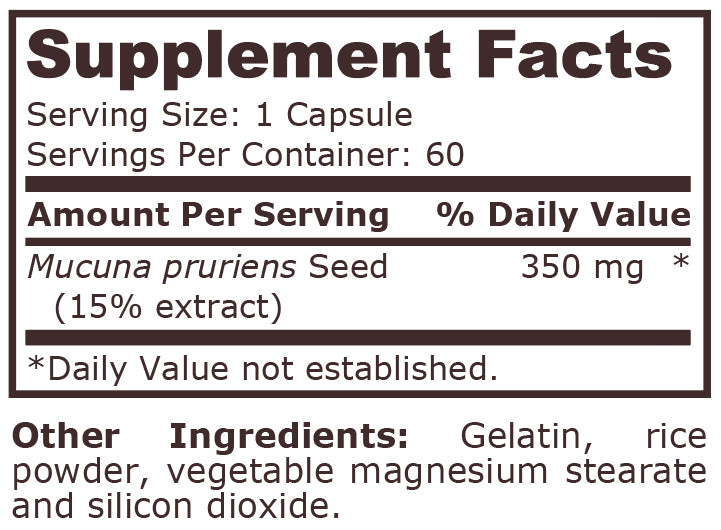 MUCUNA PRURIENS 350 mg - 60 Capsules - Feel You