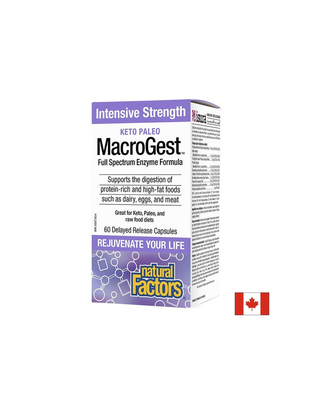 MacroGest™ Keto Paleo - Храносмилателни ензими x 60 капсули с удължено освобождаване Natural Factors - Feel You