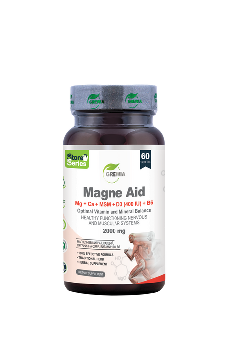 Magne Aid Magnesium, Calcium, MSM, Vitamin D3 – 2000 Mg Daily Serving, 60 Tablets - Feel You