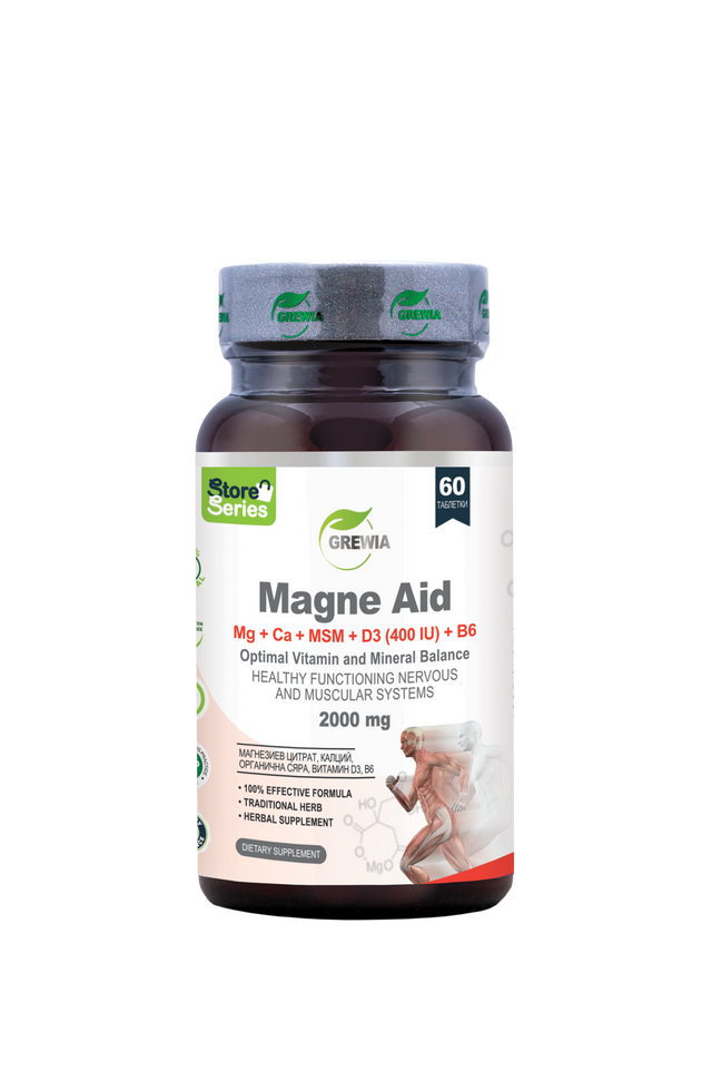 Magne Aid Magnesium, Calcium, MSM, Vitamin D3 – 2000 Mg Daily Serving, 60 Tablets - Feel You