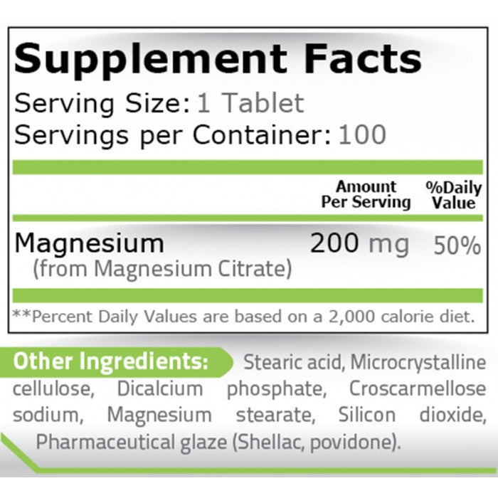 Magnesium Citrate - 200 МГ - 100 таблетки - Feel You