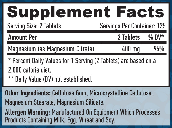 Magnesium Citrate 200 mg / 250 Tabs - Feel You