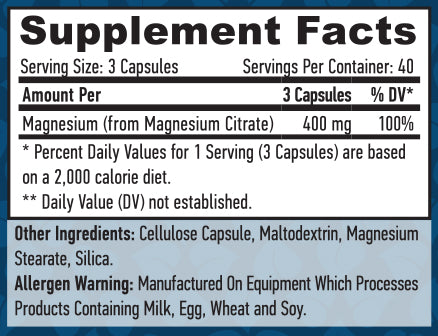 Magnesium Citrate 400 mg / 120 Vcaps - Feel You