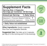 Magnesium L Threonate 2000mg (Magtein) - 120 Capsules - Feel You