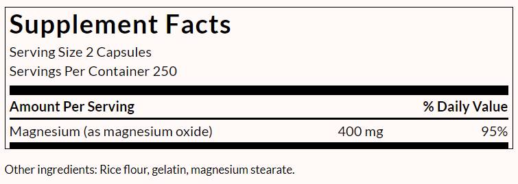 Magnesium Oxide - 500 капсули - Feel You